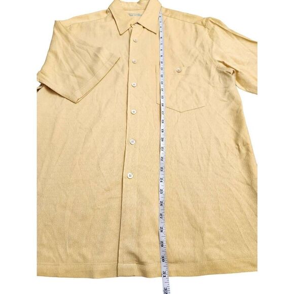 Tori Richard Mens medium 100% silk button up shirt Chest Pocket yellow EUC - Picture 3 of 7